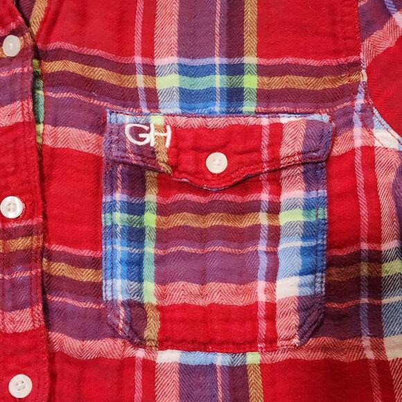 Gilly Hicks Sydney Flannel Shirt Womens Medium Plaid Red Blue Button Down - Picture 4 of 11